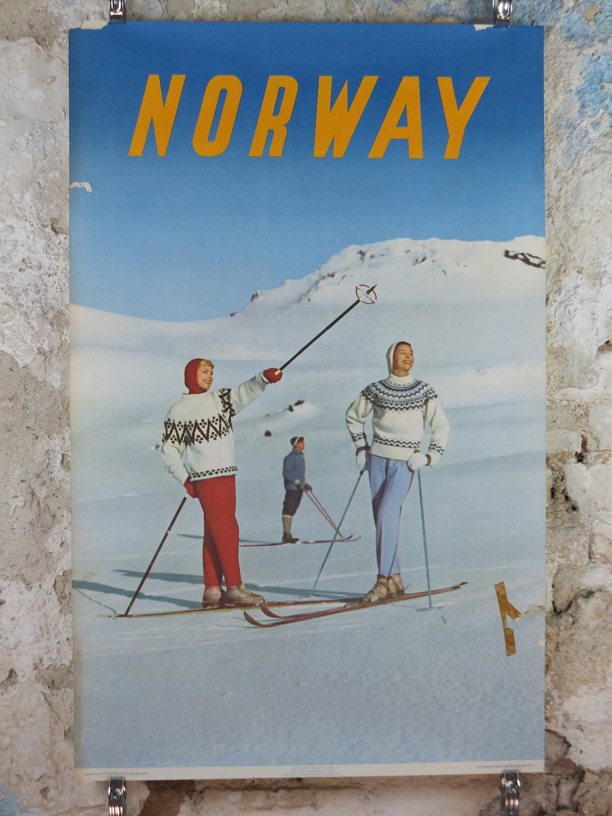 1958 Norway Skiing Poster, Ski and Winter Sports, Norway Travel Association & Norwegian State Railways, tourism vacation wall art decor