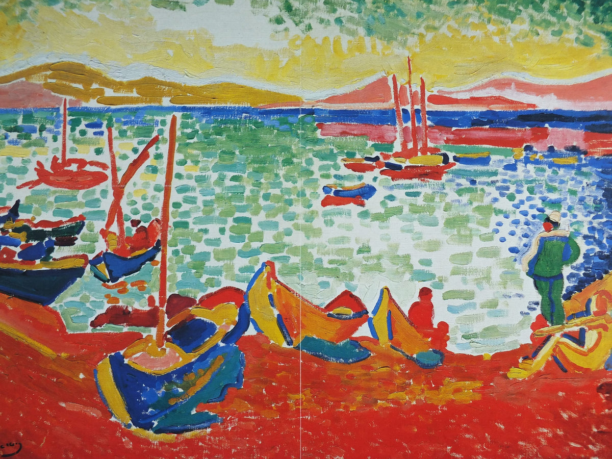 1991 Royal Academy of Arts Poster, Andre Derain, "Boats in the Port of Collioure" 1905 Fauvism artist gallery exhibition, wall art decor