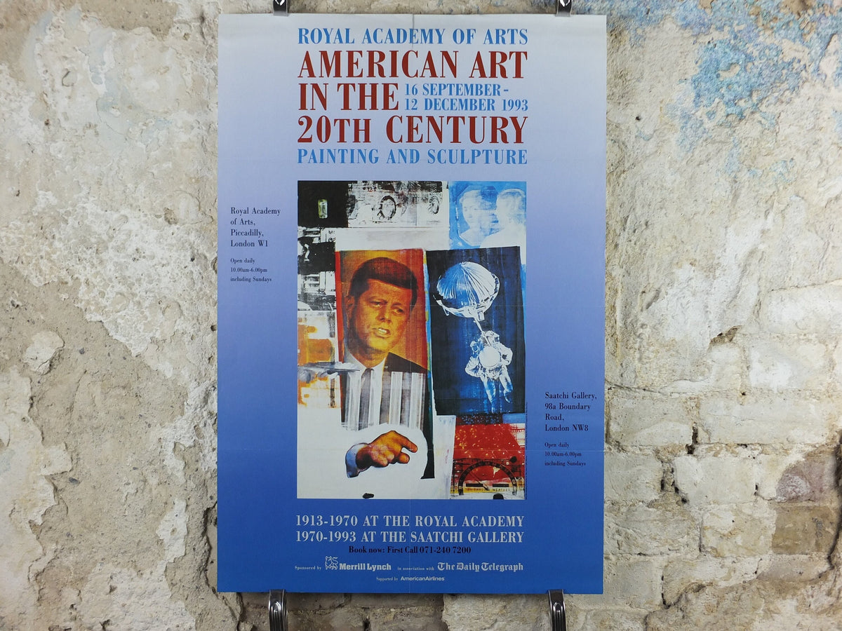 1993 Royal Academy of Arts Poster, American Art in the 20th Century, Kennedy, JFK, artists gallery exhibition, wall art decor