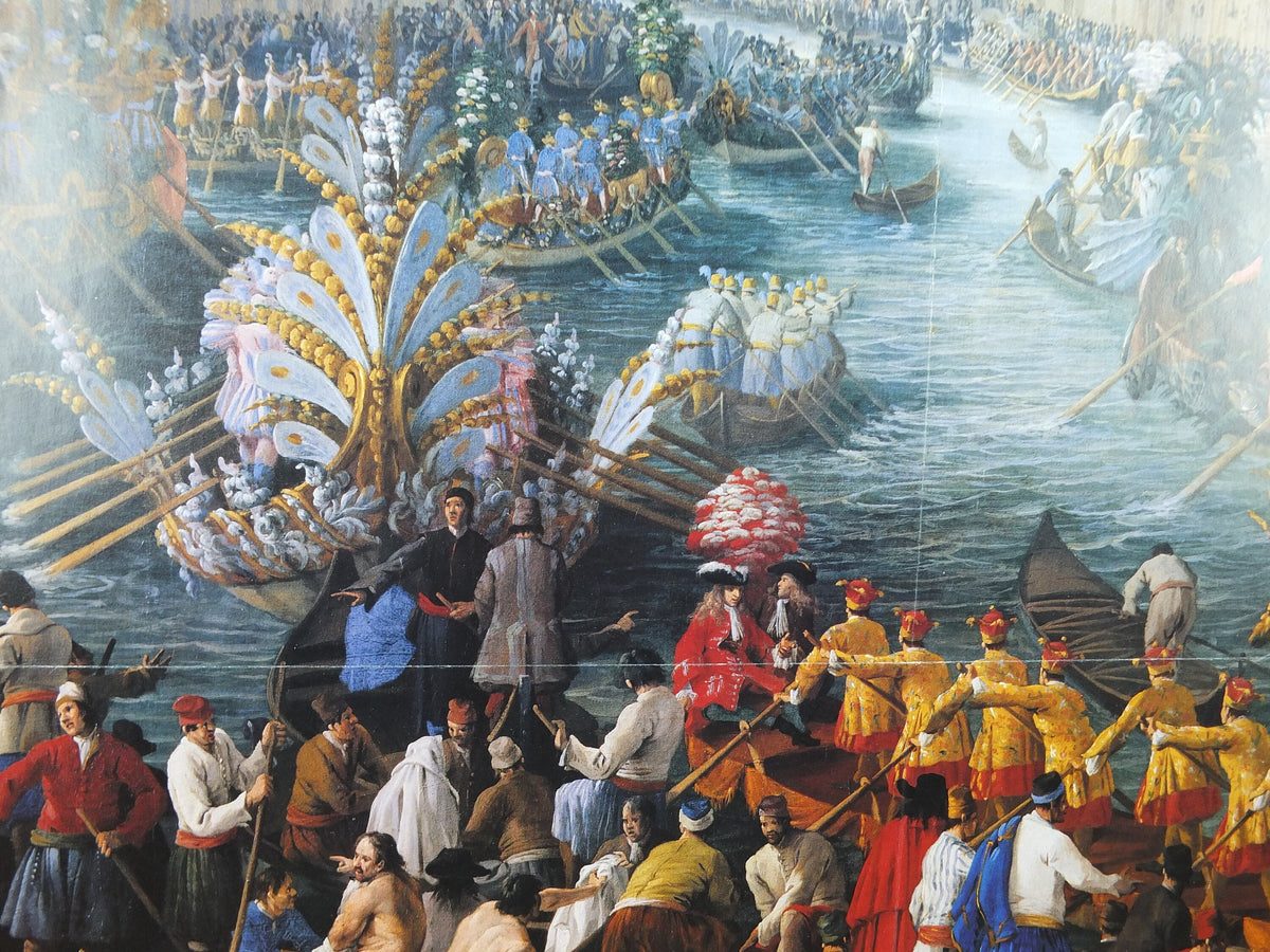 1994 Royal Academy of Arts Poster, The Glory of Venice, Luca Carlevaris "Regatta on the Grand Canal" 1709 gallery exhibition, wall art decor