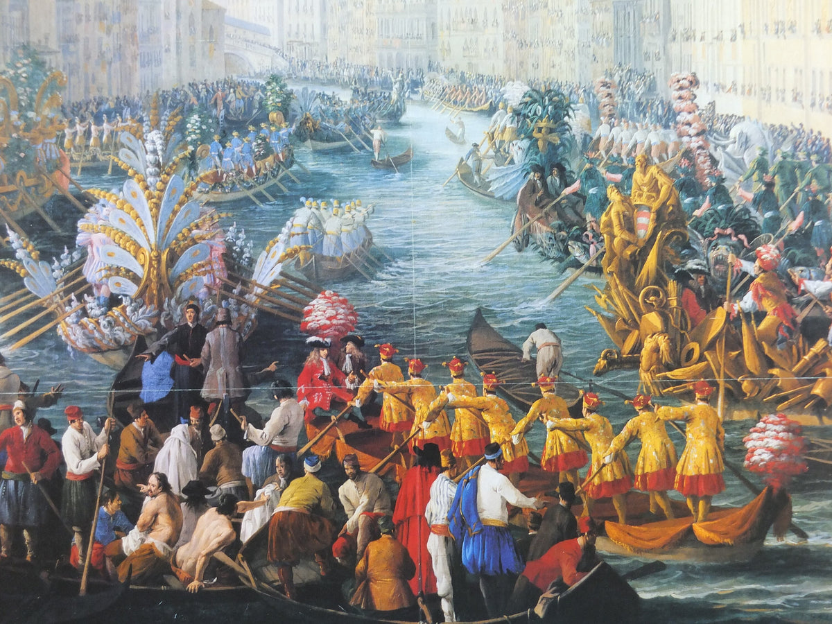 1994 Royal Academy of Arts Poster, The Glory of Venice, Luca Carlevaris "Regatta on the Grand Canal" 1709 gallery exhibition, wall art decor