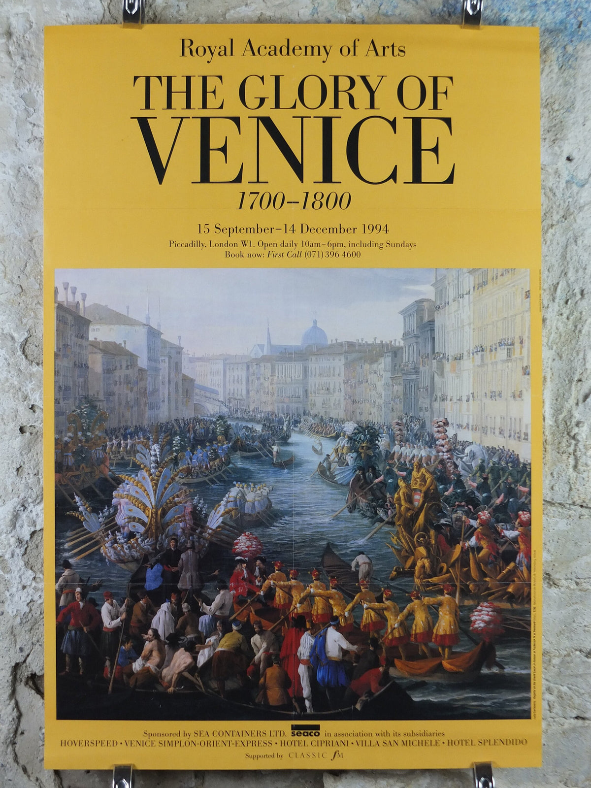 1994 Royal Academy of Arts Poster, The Glory of Venice, Luca Carlevaris "Regatta on the Grand Canal" 1709 gallery exhibition, wall art decor