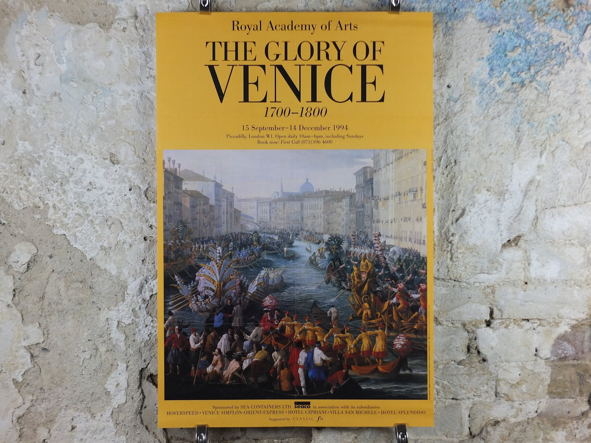 1994 Royal Academy of Arts Poster, The Glory of Venice, Luca Carlevaris "Regatta on the Grand Canal" 1709 gallery exhibition, wall art decor