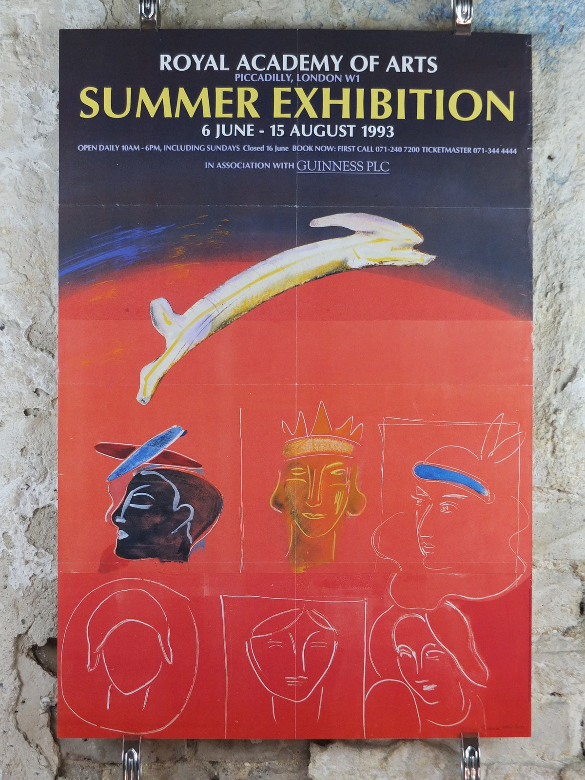 1993 Royal Academy of Arts Poster, Sonia Lawson, "Nice people and leaping Hare" 1993 abstract artist gallery exhibition, wall art decor