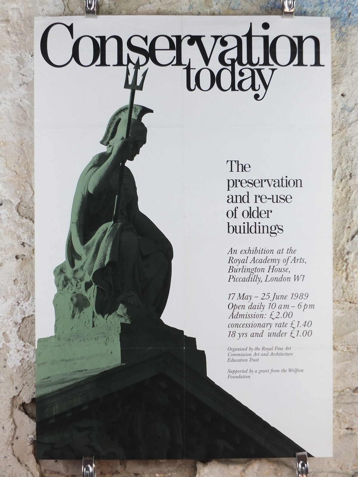 1989 Royal Academy of Arts Poster, Conservation Today, "The Preservation and reuse of Older Buildings" gallery exhibition, wall art decor