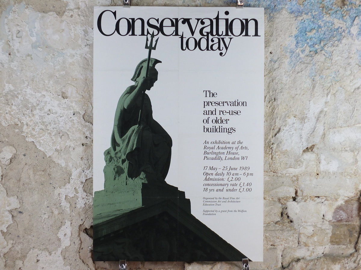 1989 Royal Academy of Arts Poster, Conservation Today, "The Preservation and reuse of Older Buildings" gallery exhibition, wall art decor
