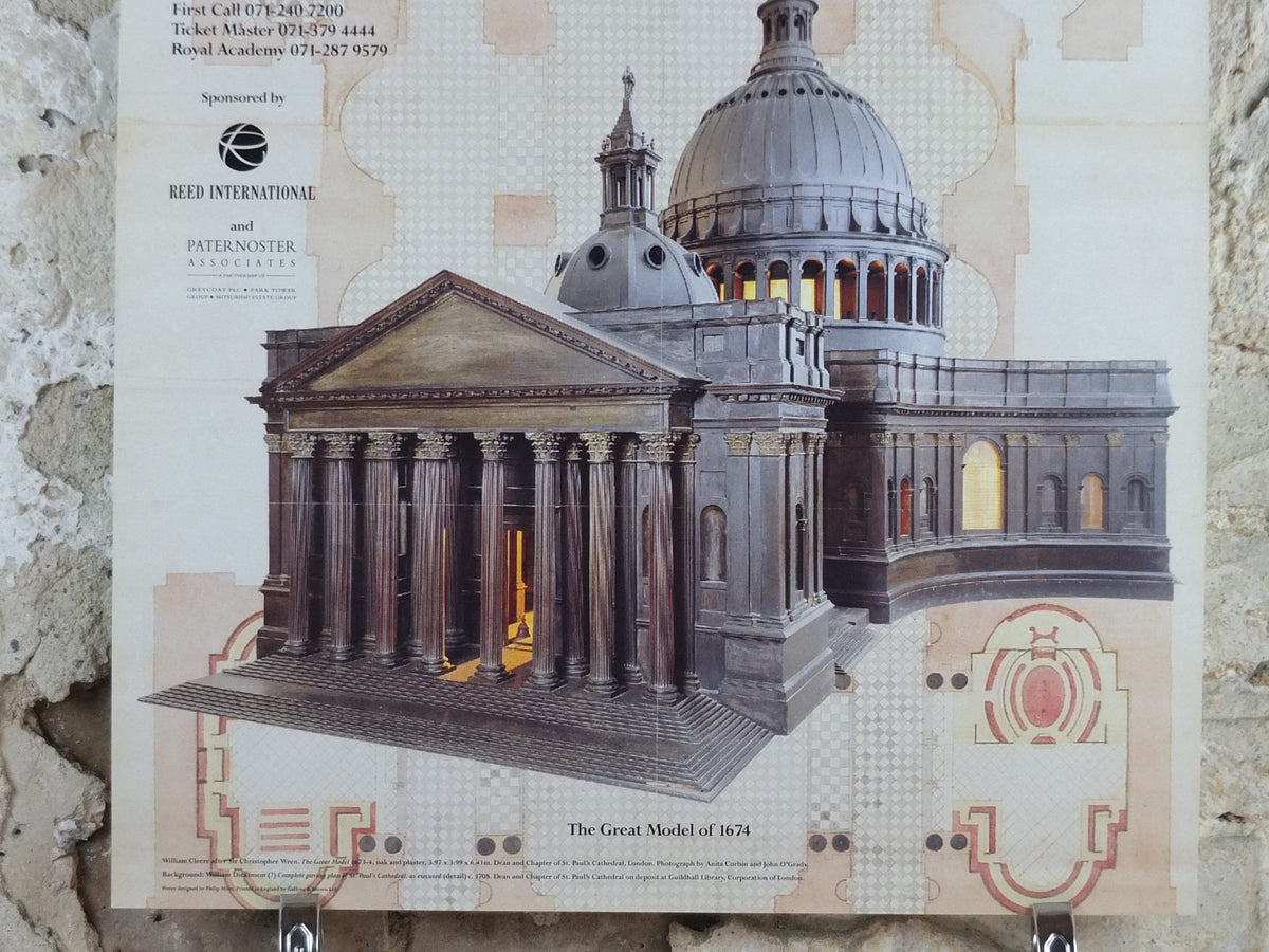 1991 Royal Academy of Arts Poster, Sir Christopher Wren, "The Making of St Pauls" Architecture, artist gallery exhibition, wall art decor
