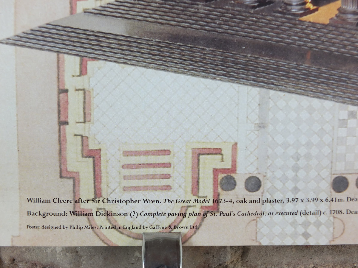 1991 Royal Academy of Arts Poster, Sir Christopher Wren, "The Making of St Pauls" Architecture, artist gallery exhibition, wall art decor