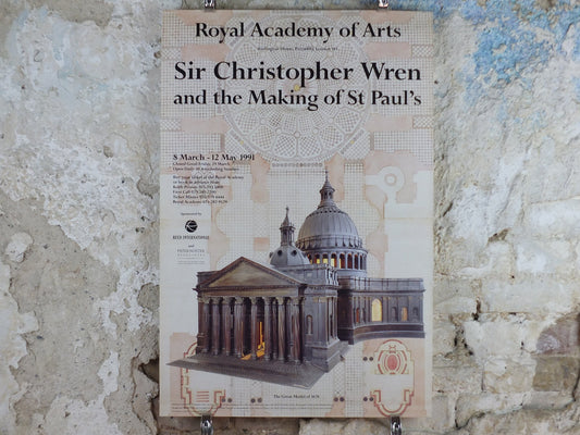 1991 Royal Academy of Arts Poster, Sir Christopher Wren, "The Making of St Pauls" Architecture, artist gallery exhibition, wall art decor