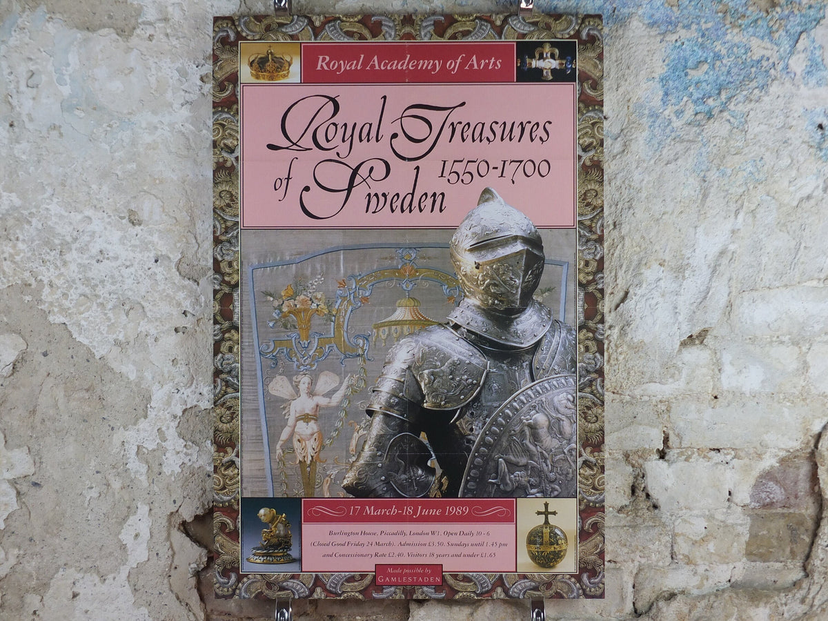 1989 Royal Academy of Arts Poster, "The Royal Treasures of Sweden 1550-1700" gallery exhibition, wall art decor