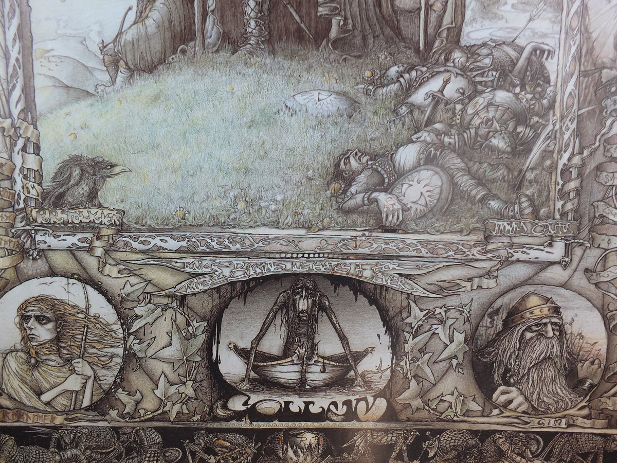 Vintage Lord of the Rings Tolkien Poster, by James Cauty 1988 reprint of 1976 original, featuring Gandalf, Frodo and Sam