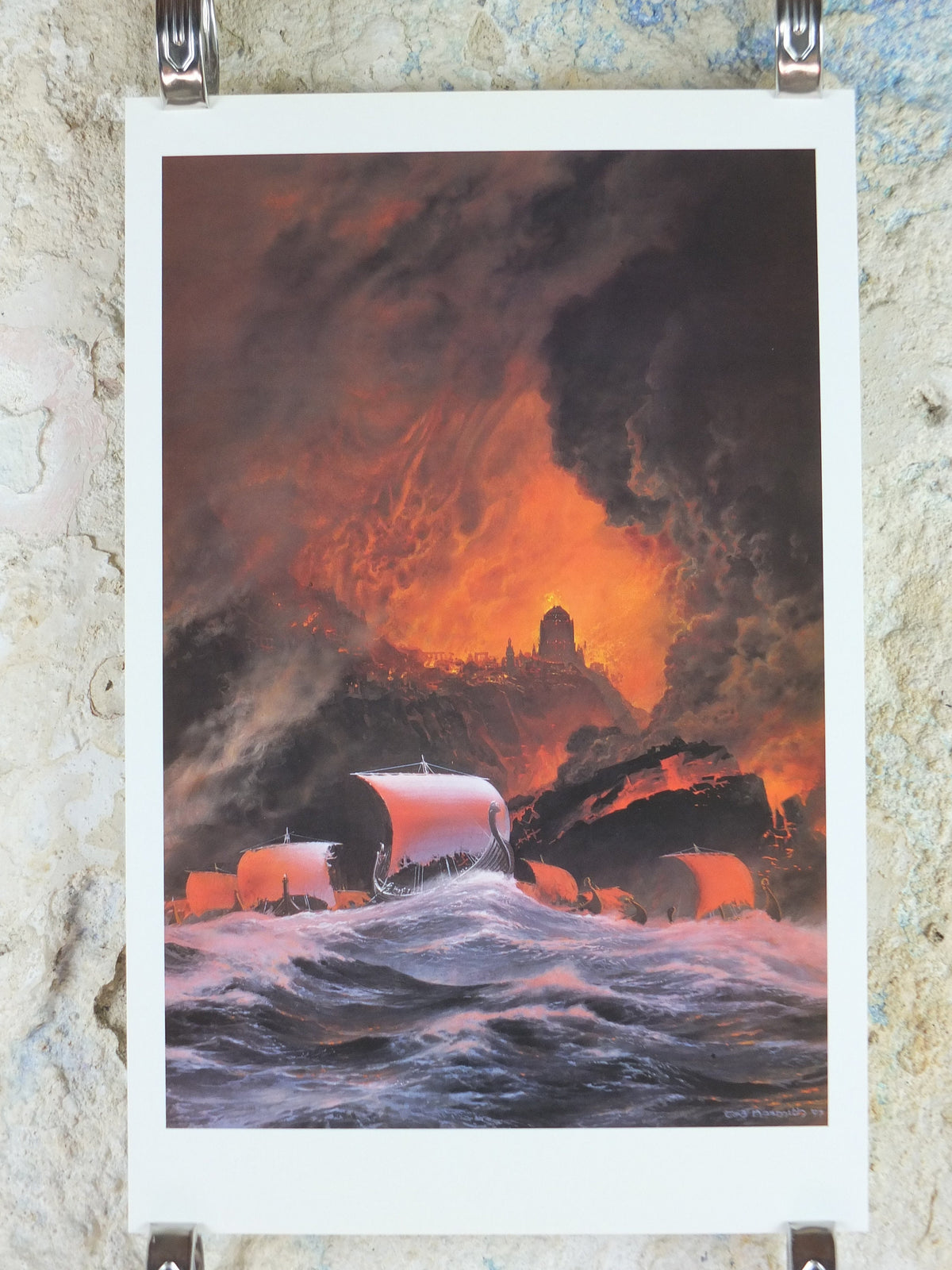 1998 Tolkien Silmarillion Poster, The Flight of the Numenoreans, by Ted Nasmith, Middle Earth pre Lord of the Rings, print wall art decor