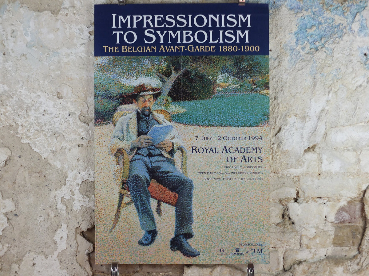 1994 Royal Academy of Arts Poster, Henry van de Velde, "Pere Biart reading in the garden" 1890 Impression gallery exhibition, wall art decor