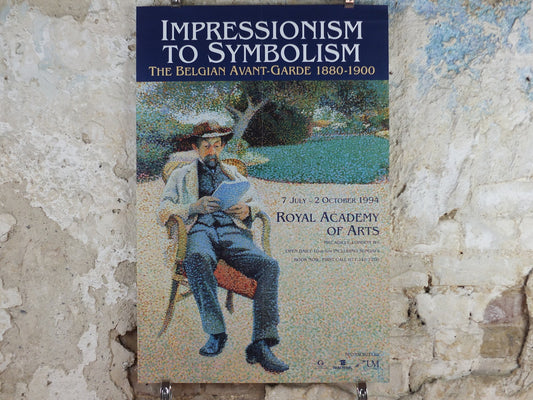 1994 Royal Academy of Arts Poster, Henry van de Velde, "Pere Biart reading in the garden" 1890 Impression gallery exhibition, wall art decor