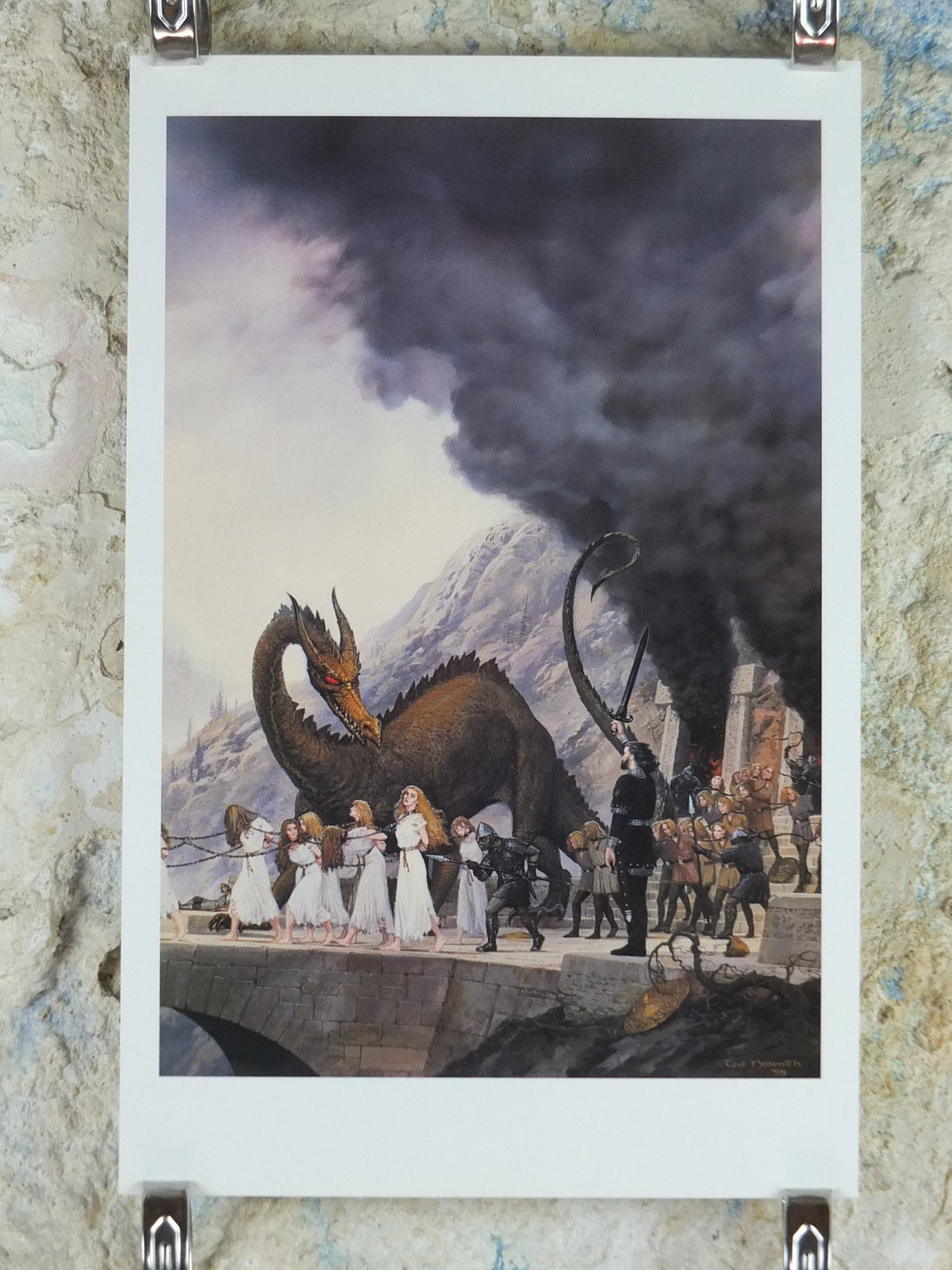 1998 Tolkien Silmarillion Poster, The Sack of Nargothrond, by Ted Nasmith, Middle Earth pre Lord of the Rings, print wall art decor