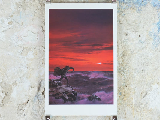 1998 Tolkien Silmarillion Poster, Maglor casts Silmaril in the sea, by Ted Nasmith, Middle Earth pre Lord of the Rings, print wall art decor