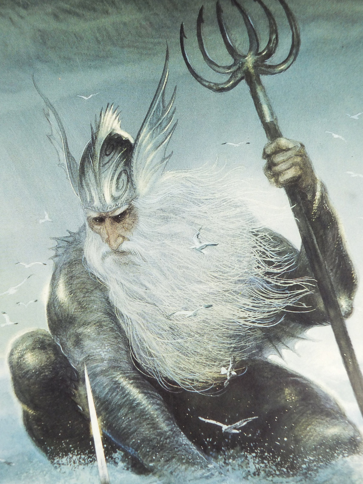 1993 Tolkien Unfinished Tales Poster, Ulmo Lord of Waters, by John Howe, Middle Earth pre Lord of the Rings, print wall art decor