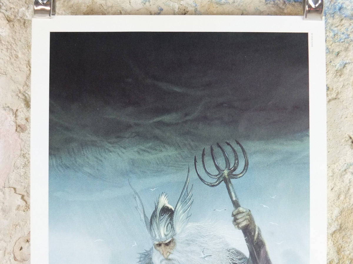 1993 Tolkien Unfinished Tales Poster, Ulmo Lord of Waters, by John Howe, Middle Earth pre Lord of the Rings, print wall art decor