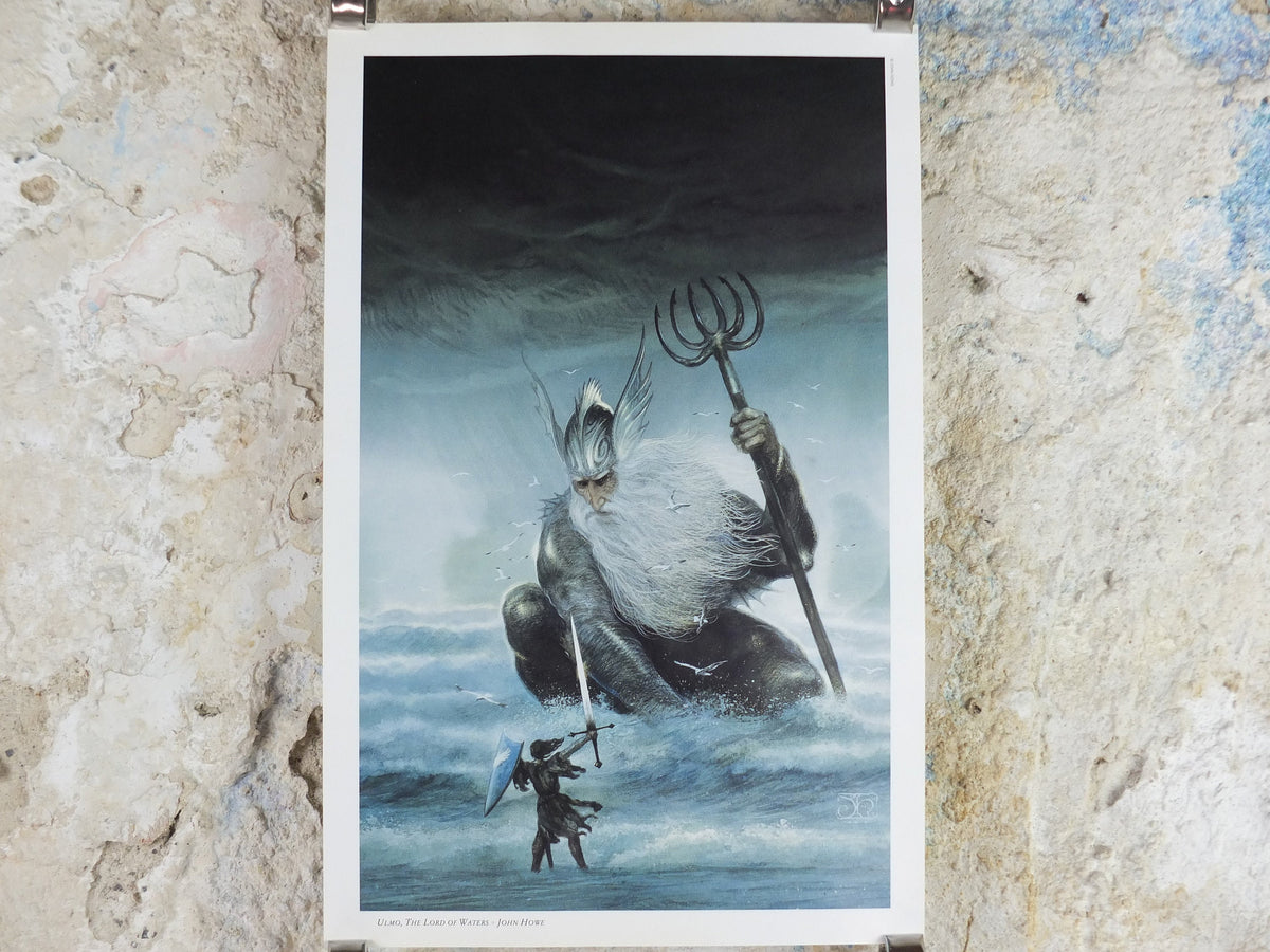 1993 Tolkien Unfinished Tales Poster, Ulmo Lord of Waters, by John Howe, Middle Earth pre Lord of the Rings, print wall art decor