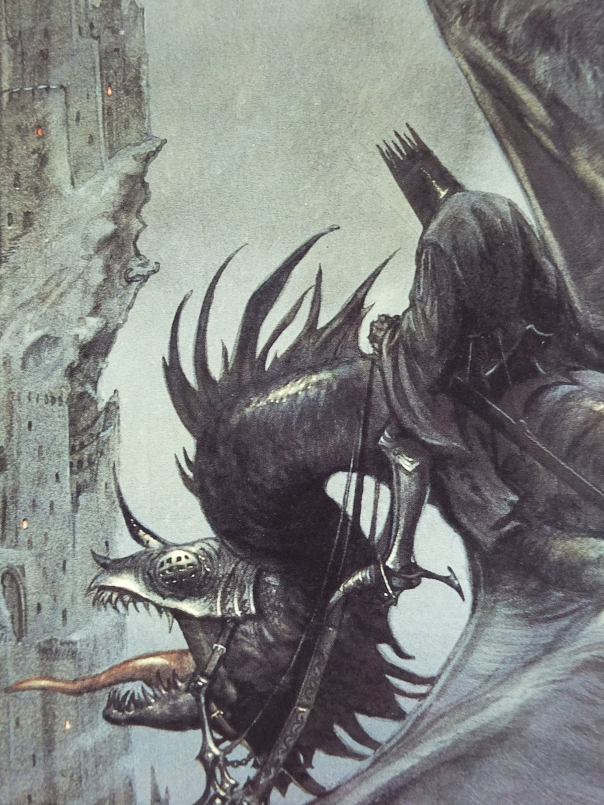 1993 Tolkien The Two Towers Poster, The Dark Tower and Nazgul, by John Howe, Middle Earth, Lord of the Rings, print wall art decor