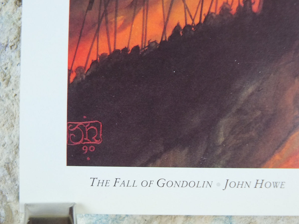 1993 Tolkien Silmarillion Poster, The Fall of Gondolin, by John Howe, Middle Earth pre Lord of the Rings, print wall art decor