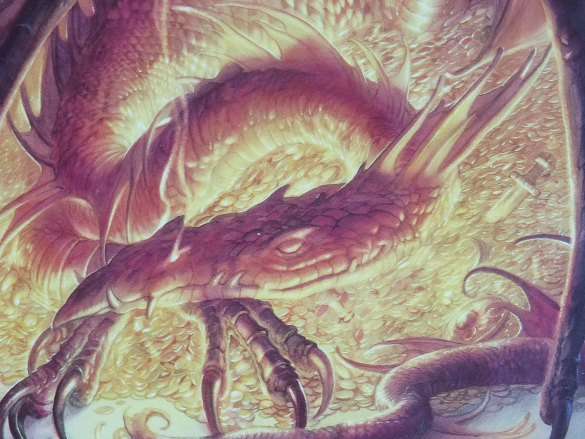 1993 Tolkien The Hobbit Poster, Smaug, by John Howe, Middle Earth, Lord of the Rings, print wall art decor