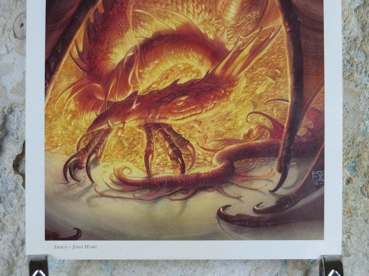 1993 Tolkien The Hobbit Poster, Smaug, by John Howe, Middle Earth, Lord of the Rings, print wall art decor