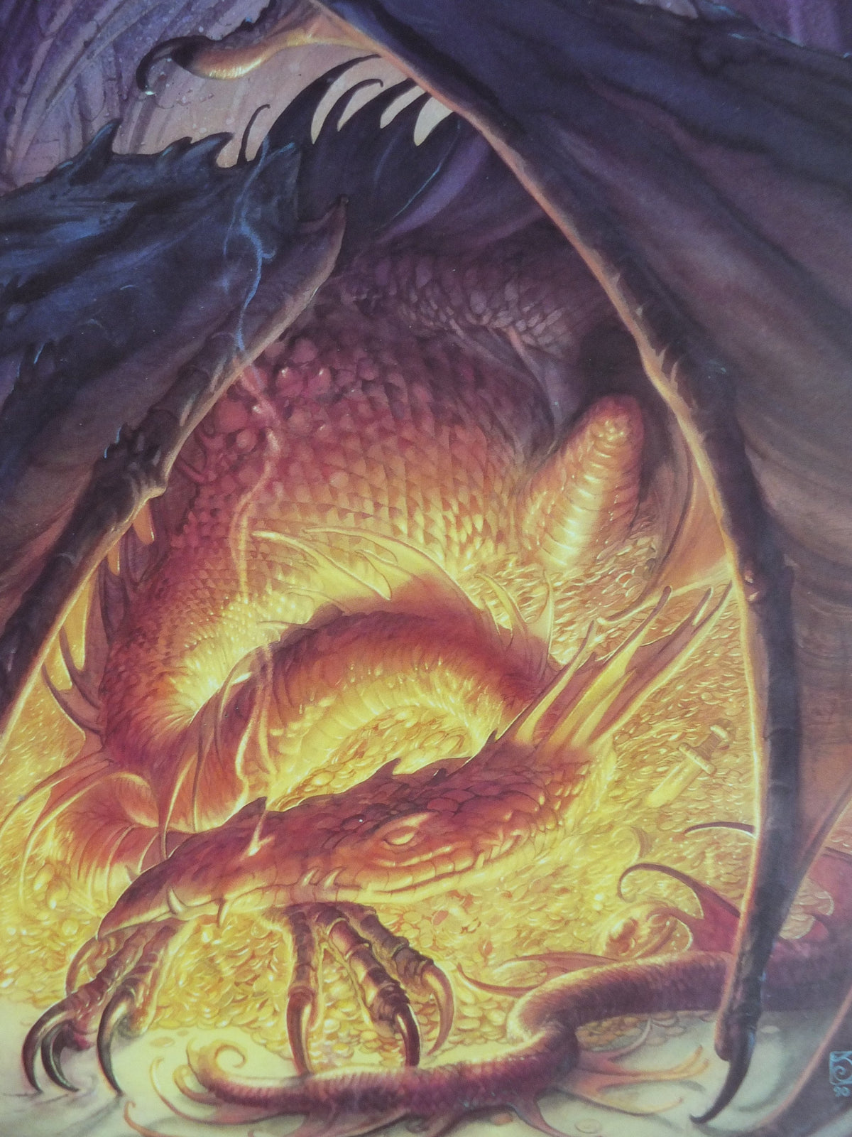 1993 Tolkien The Hobbit Poster, Smaug, by John Howe, Middle Earth, Lord of the Rings, print wall art decor