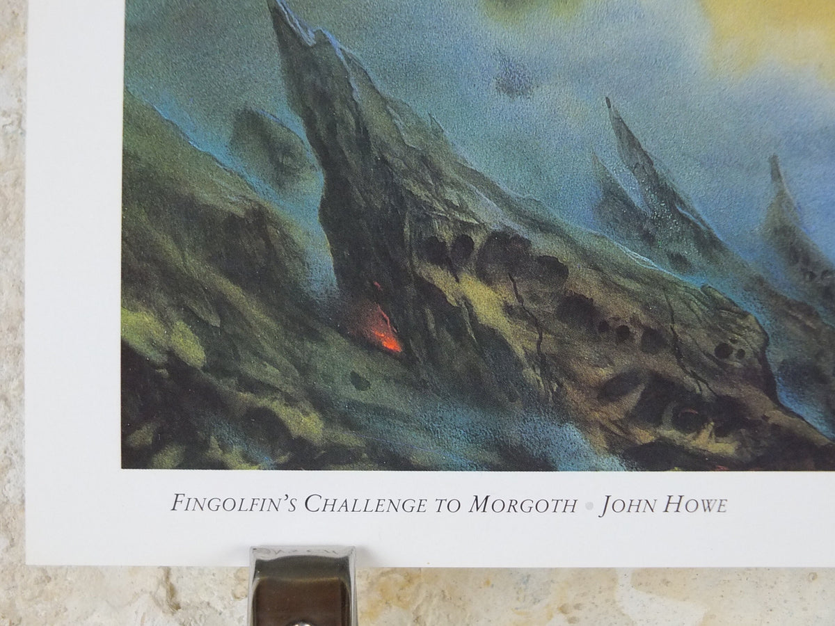 1993 Tolkien Fingolfin and Morgoth Poster, The Lays of Beleriand, by John Howe, Middle Earth pre Lord of the Rings, print wall art decor
