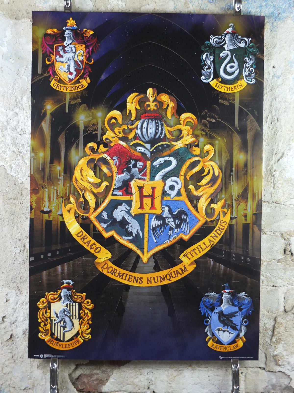 Vintage Harry Potter Hogwarts Poster, Hogwarts Houses, wall art cinema film memorabilia