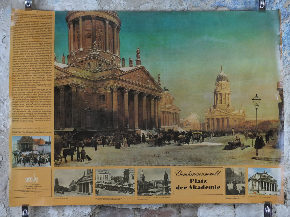 1980s East Berlin Poster, DDR, Gendarmenmarkt, Platz der Akademie, Gaertner 1857, travel tourism holiday vacation wall art decor