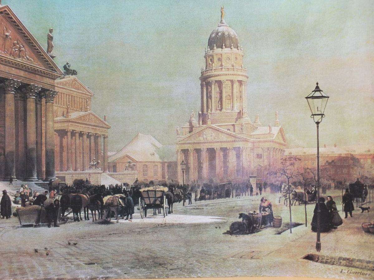 1980s East Berlin Poster, DDR, Gendarmenmarkt, Platz der Akademie, Gaertner 1857, travel tourism holiday vacation wall art decor