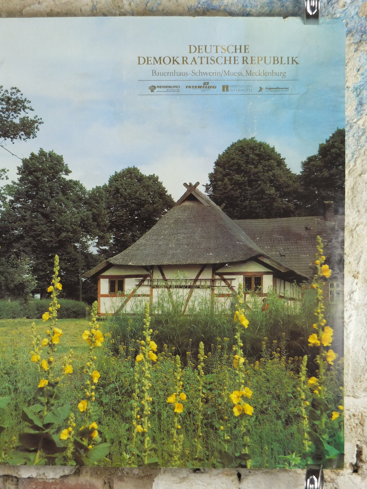 1980s Bauernhaus Schwerin East Germany Poster, DDR, Meuss, Mecklenburg, GDR travel tourism holiday vacation wall art decor