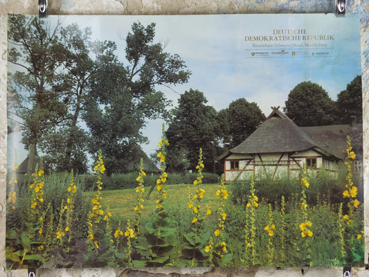 1980s Bauernhaus Schwerin East Germany Poster, DDR, Meuss, Mecklenburg, GDR travel tourism holiday vacation wall art decor