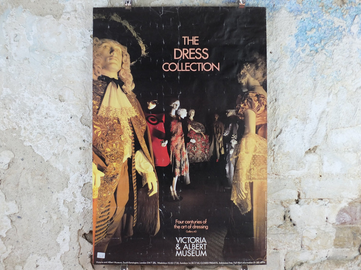 1980s V&A Museum Poster, Four centuries of the art of dressing,Victoria and Albert, gallery exhibition wall art decor
