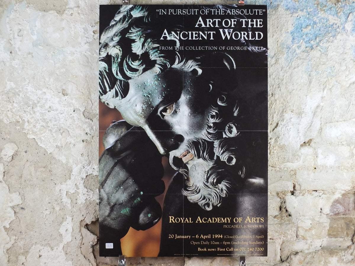 1994 Royal Academy of Arts Poster, Ajax in Bronze 1st Century, "Art of the Ancient World" sculpture gallery exhibition, wall art decor