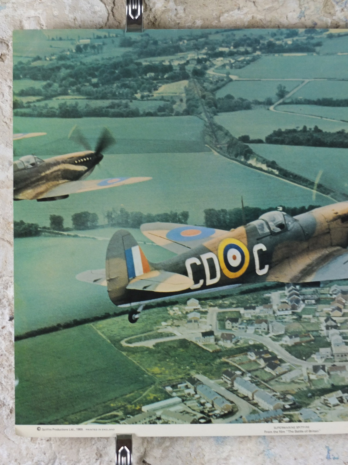 1969 Battle of Britain Poster, Supermarine Spitfire, WW2 fighters, Royal Air Force RAF, Spitfire Productions print, wall art decor