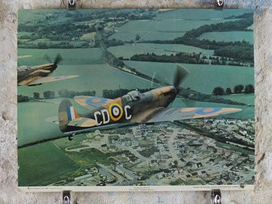 1969 Battle of Britain Poster, Supermarine Spitfire, WW2 fighters, Royal Air Force RAF, Spitfire Productions print, wall art decor