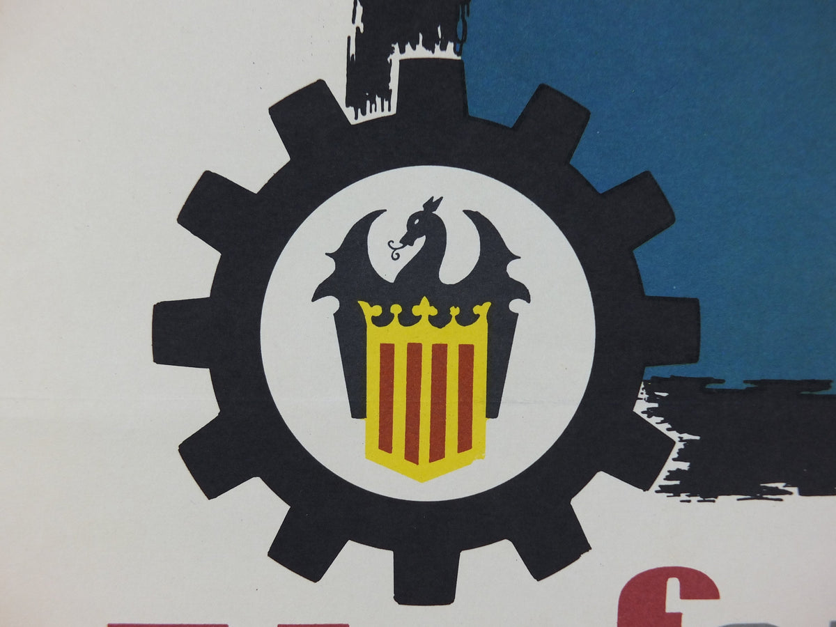 1963 Valencia Feria Muestrario Internacional Poster, Original Vintage Spanish, Valencia Trade Fair, Advertising print, wall art retro decor