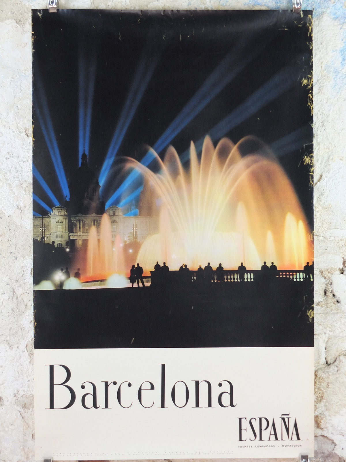 1960s Barcelona Espana Travel Poster, Magic Fountain of Montjuic, Vintage Spanish, Spain travel tourism, holiday vacation, wall art decor