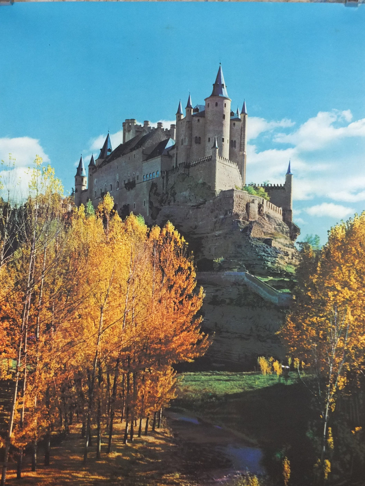 1960s Segovia Espana Travel Poster, Alcázar of Segovia, Vintage Spanish, Spain travel tourism, holiday vacation, wall art decor