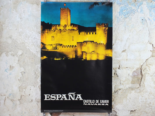 1960s Navarre Travel Poster, Castillo de Xavier, Vintage Spanish, Spain travel tourism, holiday vacation, wall art decor