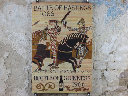 1066 Guinness Poster, 1966 Original, Bayeux Tapestry theme, Norman Invasion of Britain, Beer advertising campaign, retro wall art decor