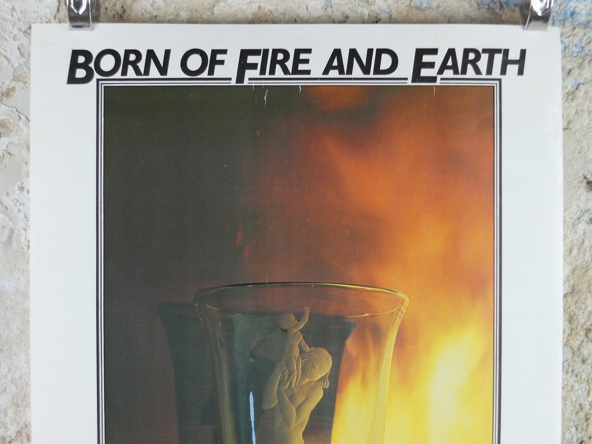 1986 The Turner Museum of Glass Poster, 20th Century Glass, Born of Fire and Earth, Usher Gallery Lincoln, Exhibition wall art decor