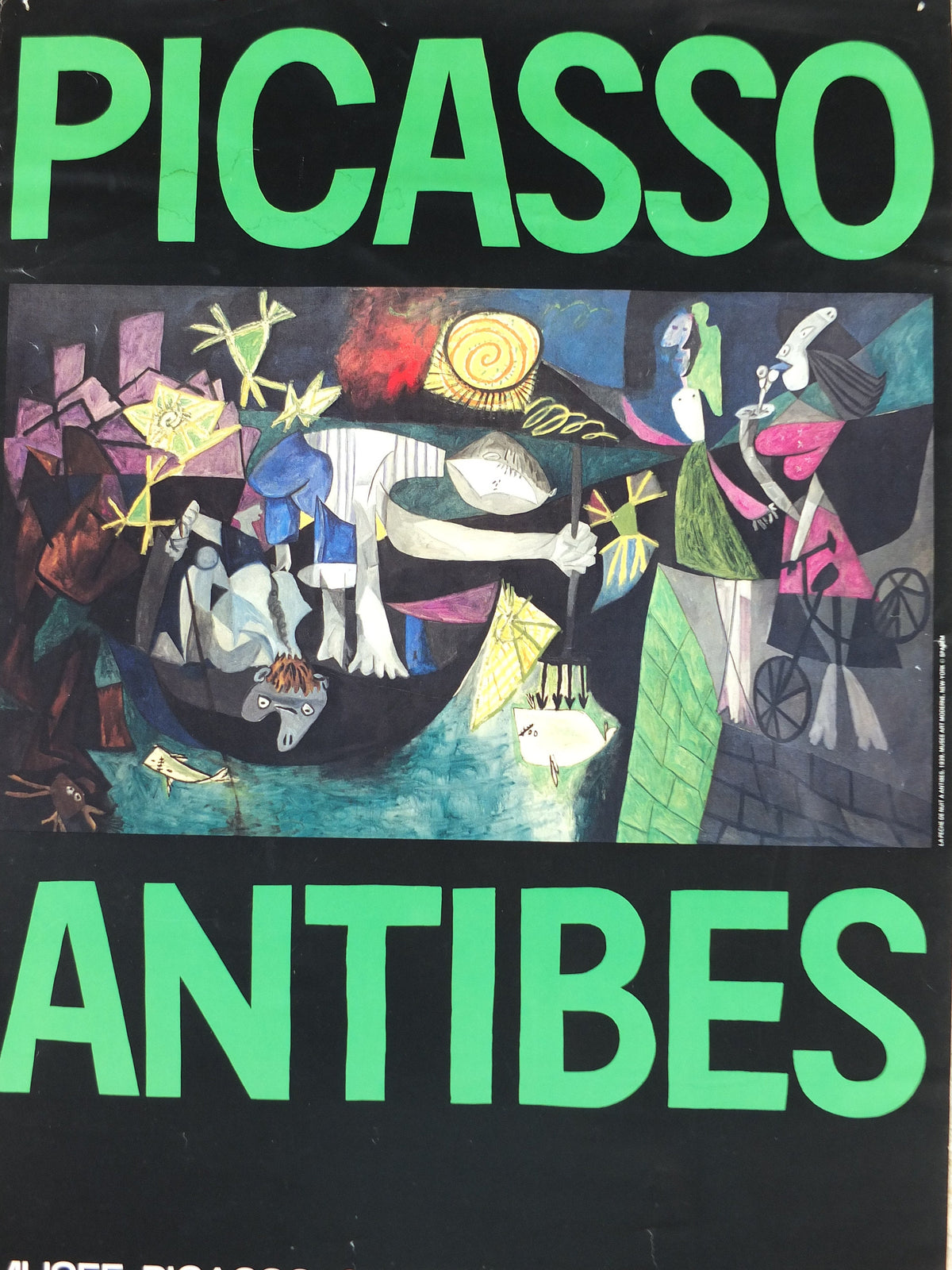 1981 Pablo Picasso Poster, Night fishing at the Antibes, MoMa Period Surrealism, Spanish painter, wall art decor