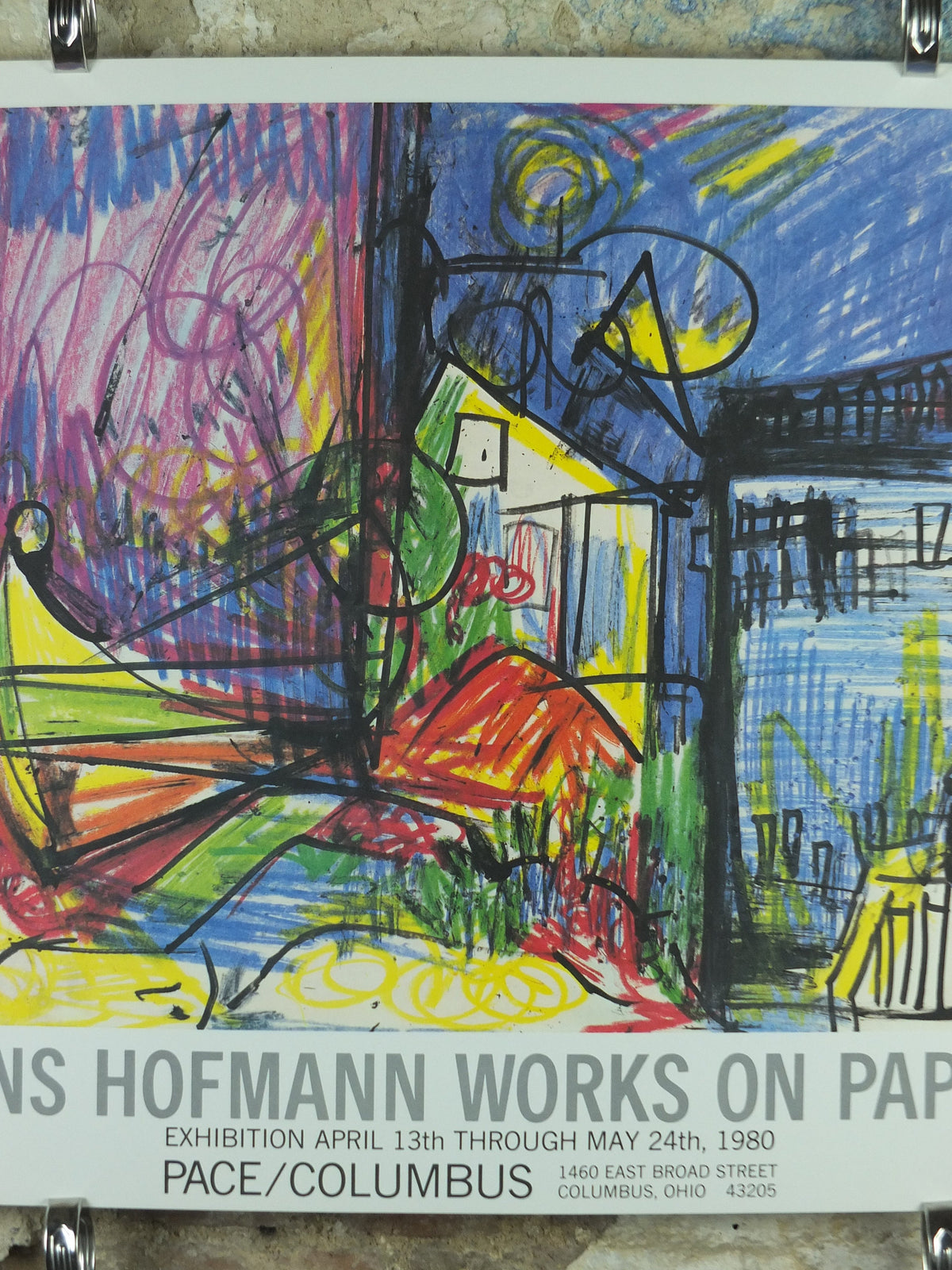 1980 Hans Hofmann Poster, Landscape in pastel crayon, Works on Paper, Pace Columbus Ohio, German American painter, wall art decor
