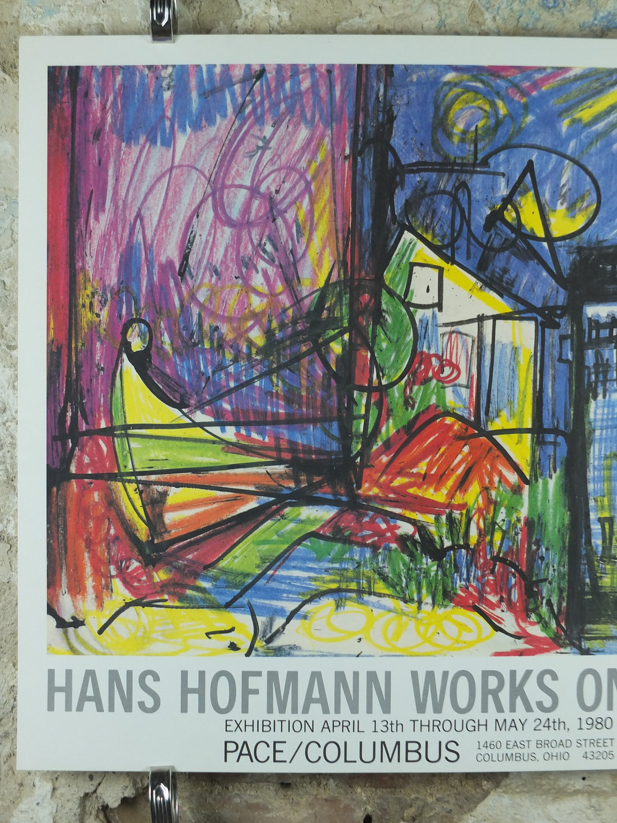 1980 Hans Hofmann Poster, Landscape in pastel crayon, Works on Paper, Pace Columbus Ohio, German American painter, wall art decor