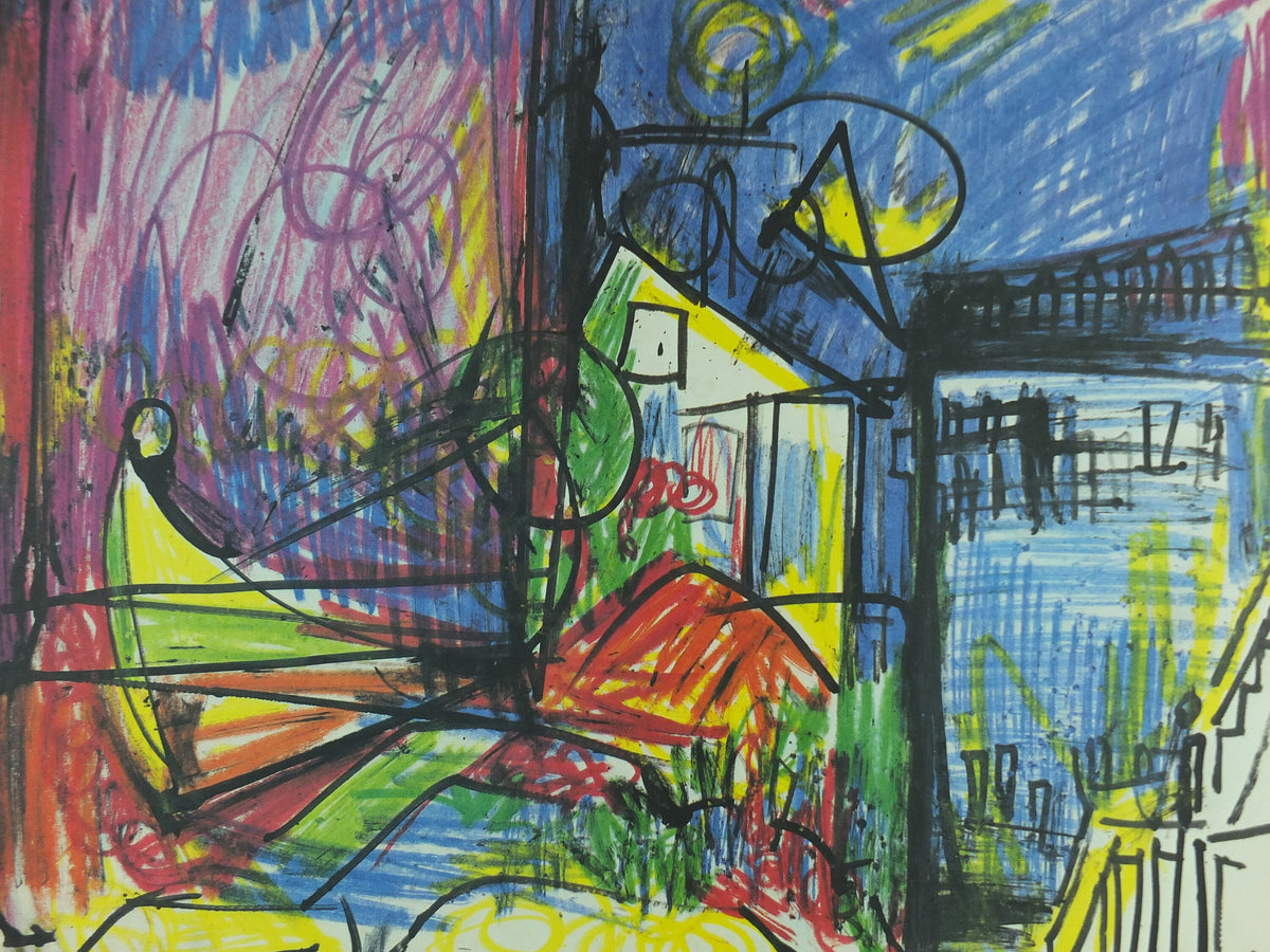 1980 Hans Hofmann Poster, Landscape in pastel crayon, Works on Paper, Pace Columbus Ohio, German American painter, wall art decor