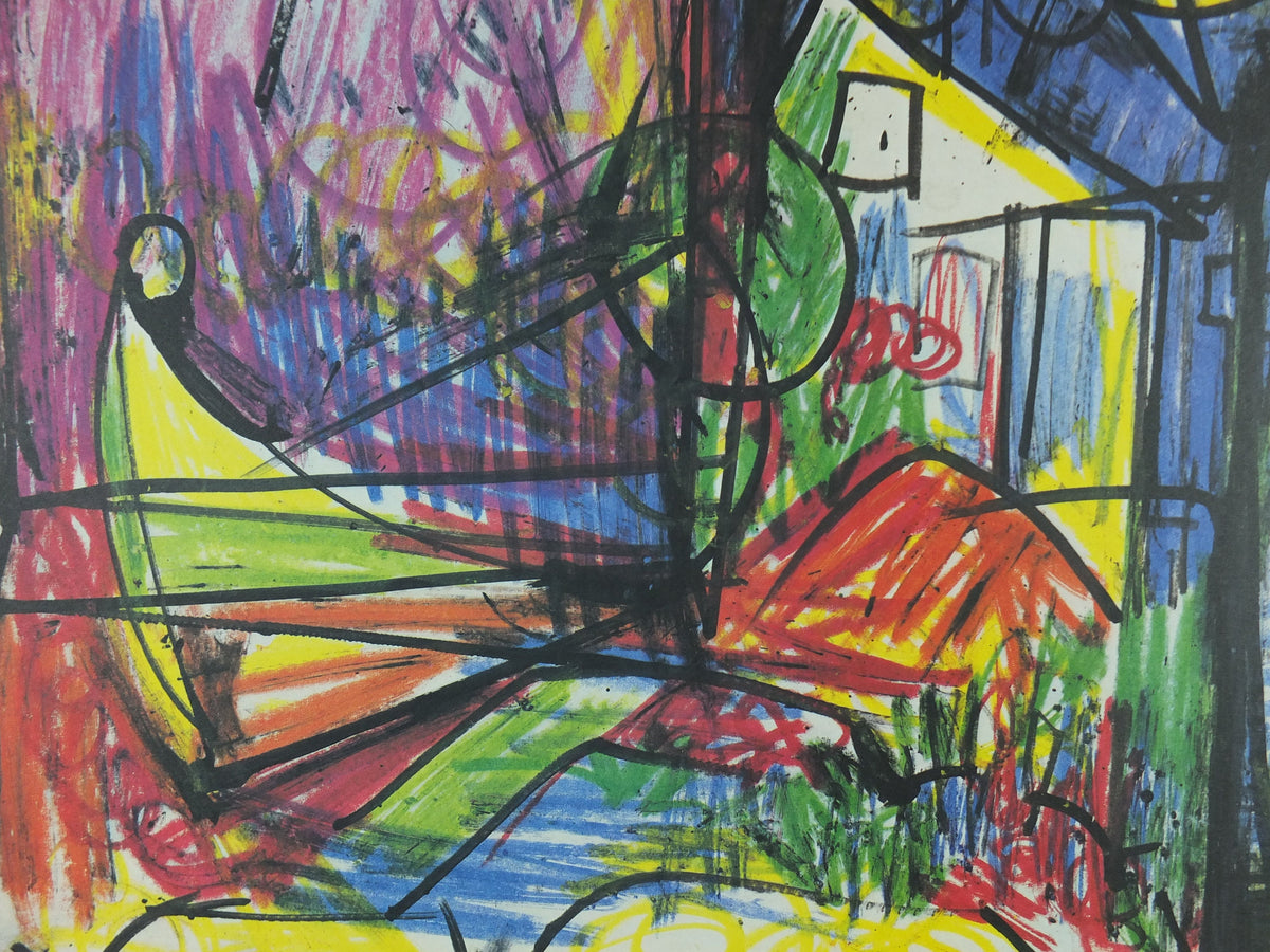1980 Hans Hofmann Poster, Landscape in pastel crayon, Works on Paper, Pace Columbus Ohio, German American painter, wall art decor