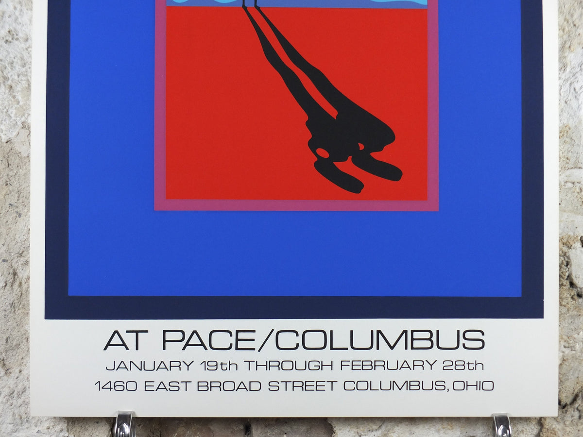 1972 Ernest Trova Poster, Falling Man in bright bold color, Pace Columbus Ohio, amazing condition, American sculpture painter wall art decor